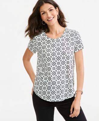 Women's Perf SS Laurel Tile Short-Sleeve Geometric Cotton-Blend T-Shirt