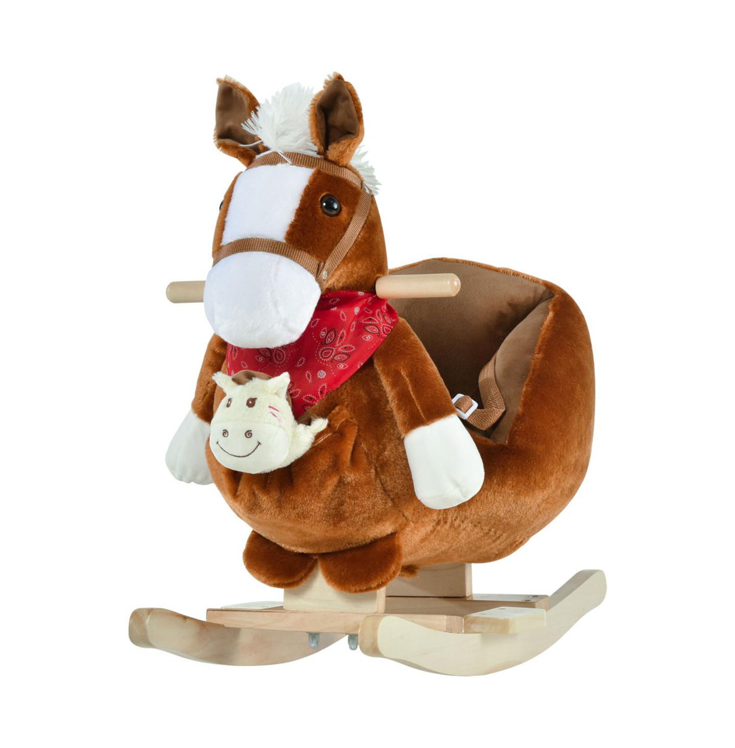 Детская мягкая игрушка YOBTOP Kids Ride-On Rocking Horse - Plush Rocker Toy with Lullaby Song, Hand Puppets, Soft Fabric for Children 18-36 Months — фото 1