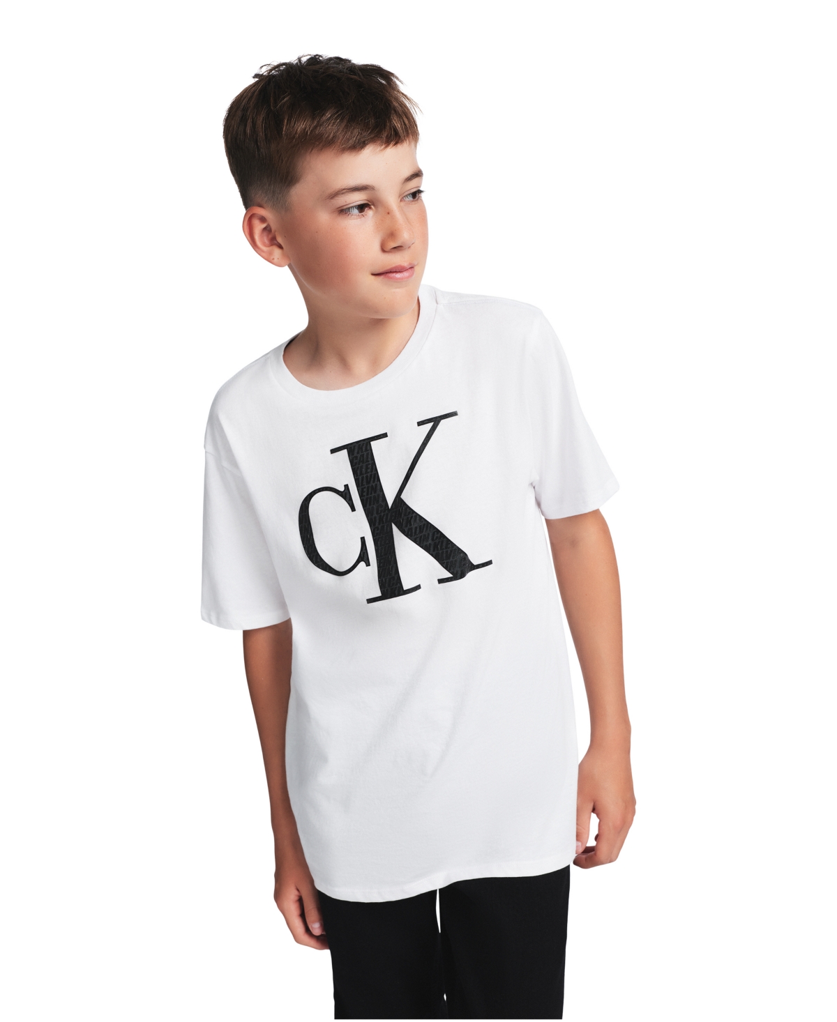 Calvin Klein Boys' Boys Monogram Logo Tee - White - L