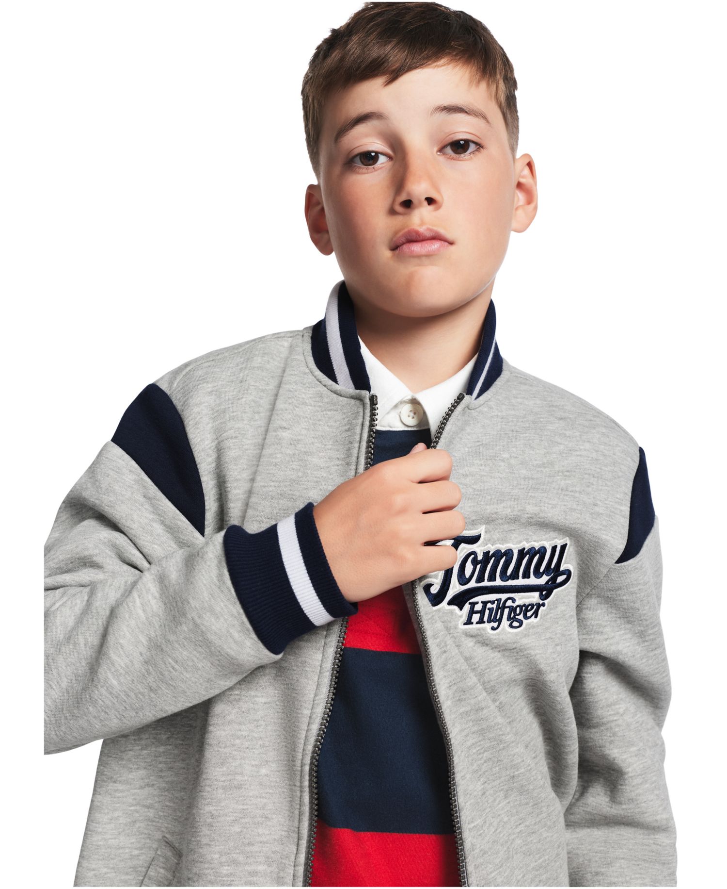 Boys' 8-20 Zip-Up Logo Bomber Jacket