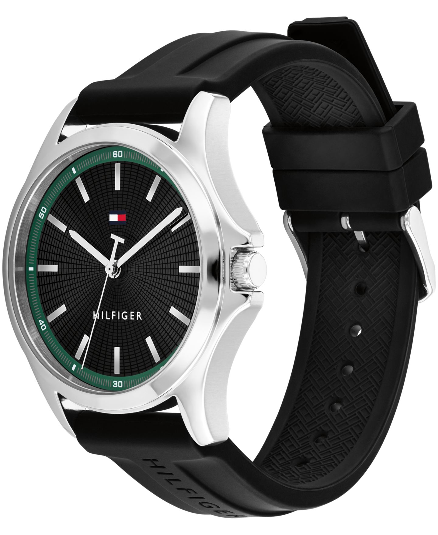 Мужские часы Tommy Hilfiger Quartz Black Silicone Strap Watch 42mm — фото 3
