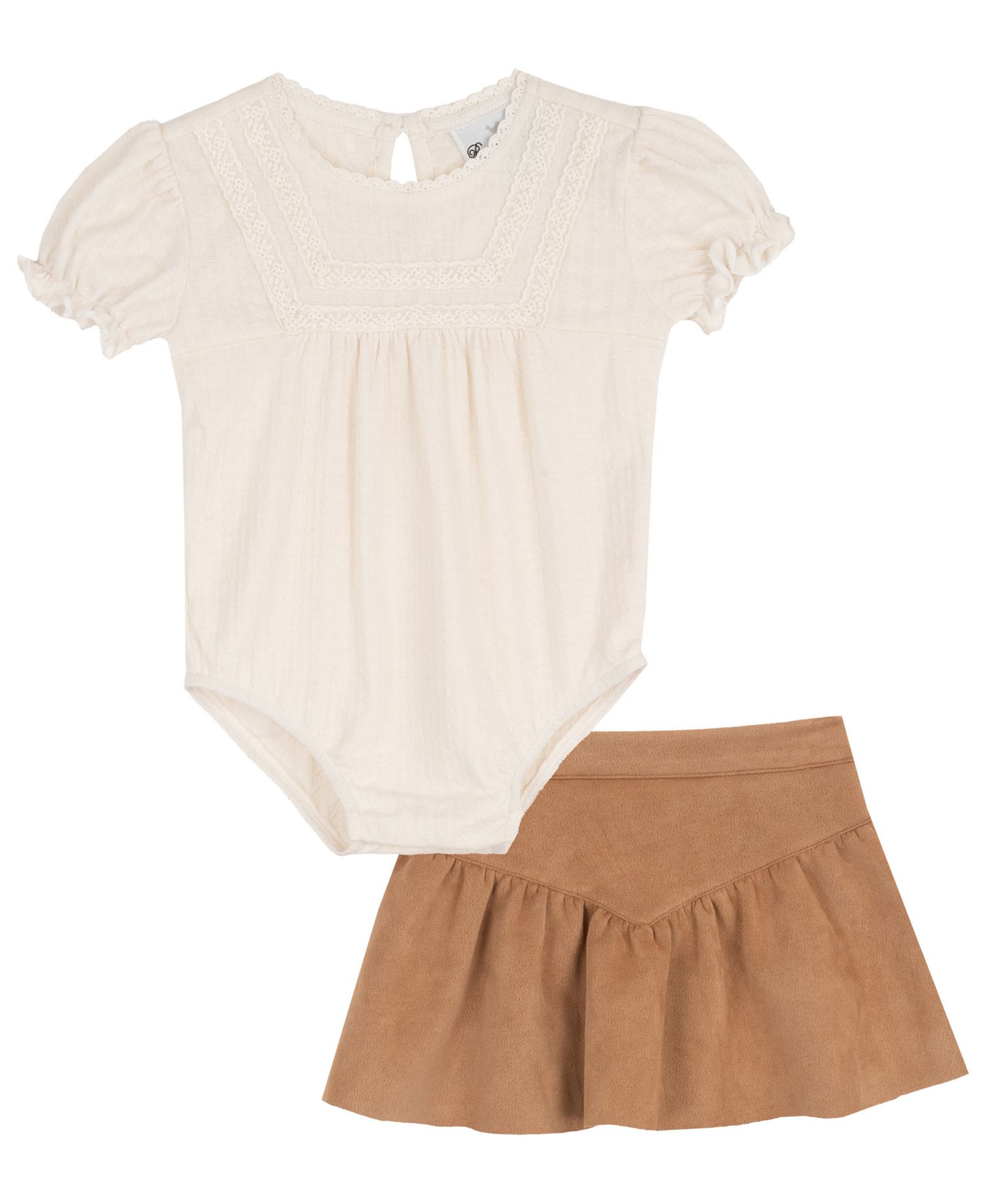 Baby Girls' Short-Sleeve Bodysuit and Skirt, 2-Piece Set