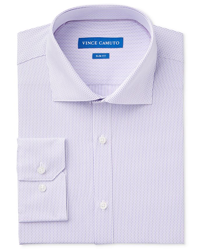Vince Camuto Men's Slim-Fit Purple/White Dobby Stripe Dress Shirt - Macy's