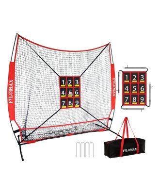 7x7ft Baseball and Softball Practice Net with Numbered Strike Zone
