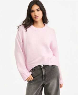 Women's High-Low Crewneck Long-Sleeve Sweater