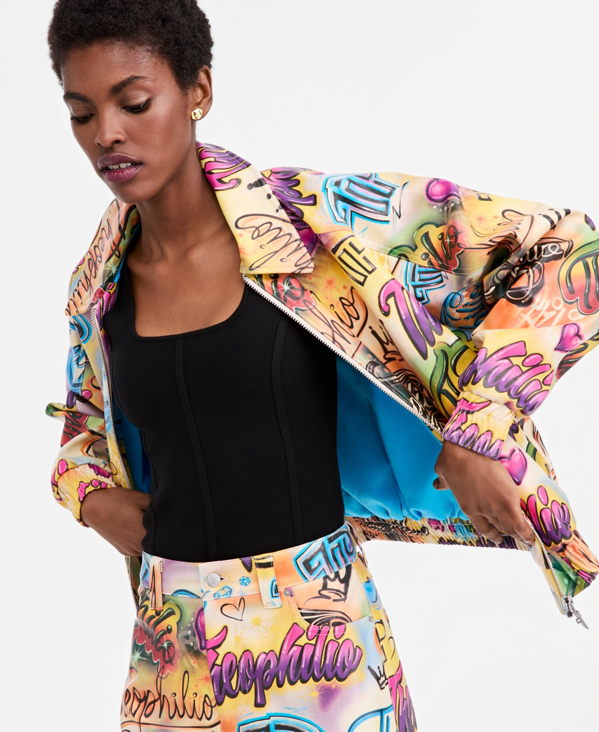 Theophilio X Macy's Women's Printed Faux-Leather Jacket, Exclusive