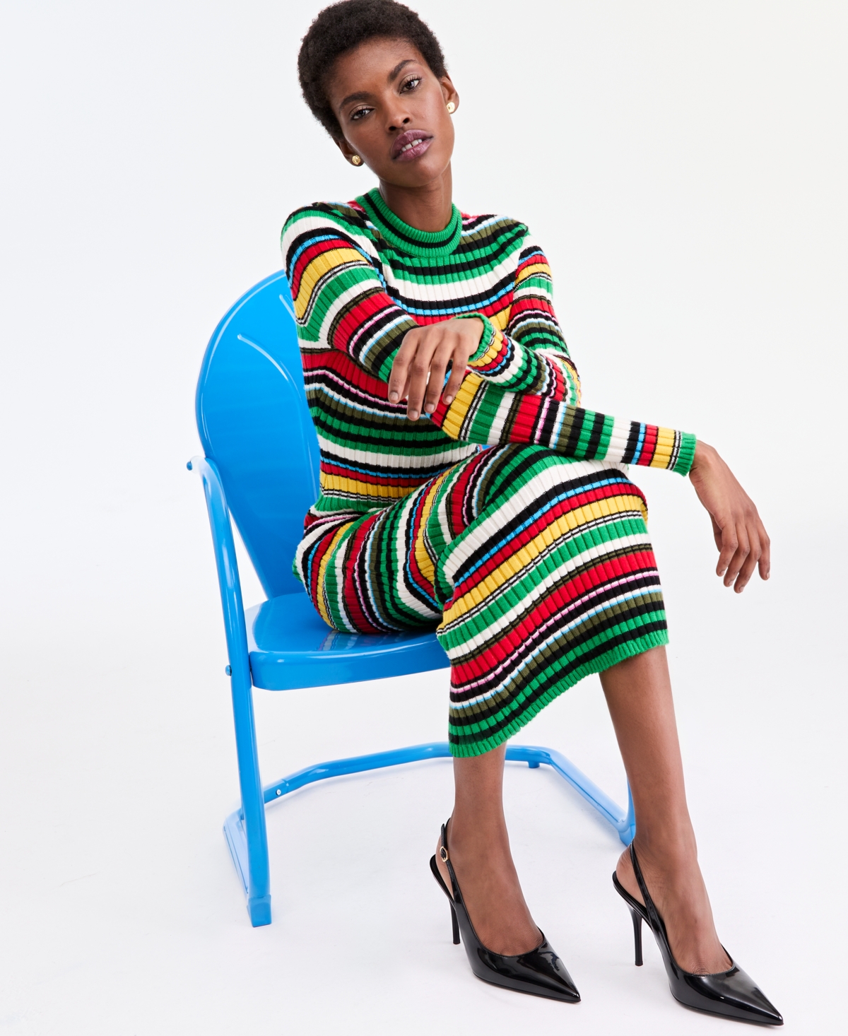 Theophilio X Macy's Women's Long-Sleeve Ribbed Striped Sweater Dress, Exclusive