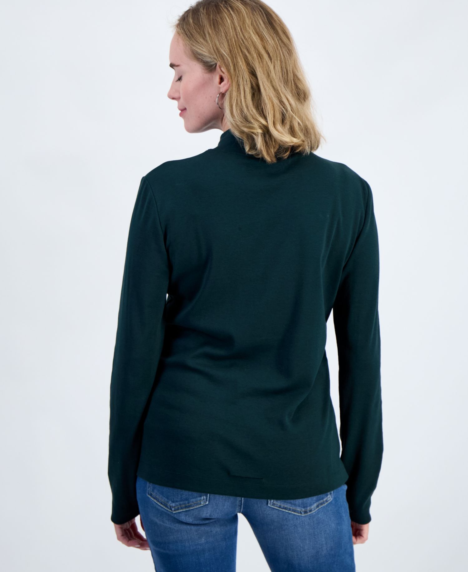 Petite Mock-Neck Cotton Long-Sleeve T-Shirt