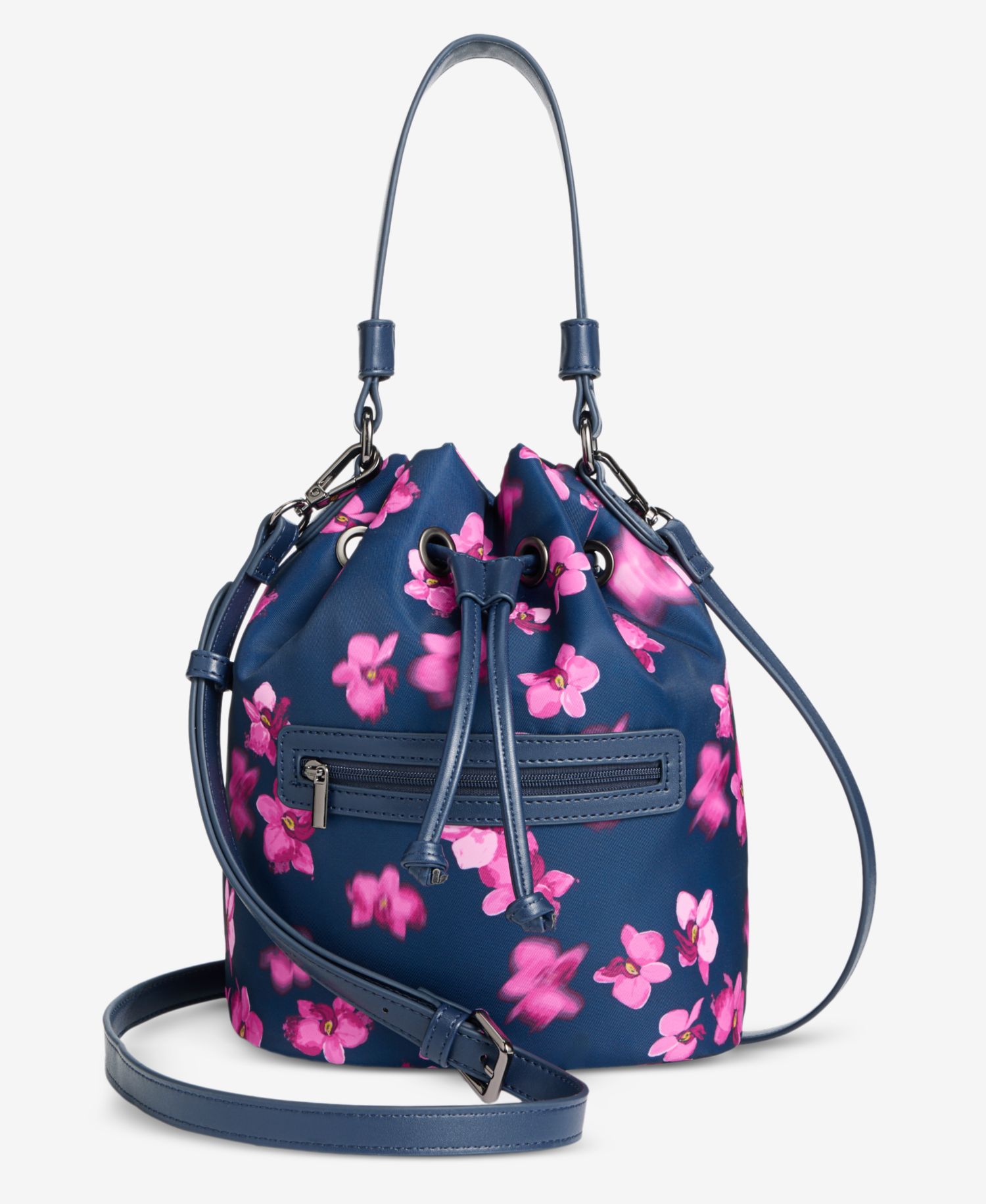 Floral-Print Drawstring Crossbody Top Handle Handbag
