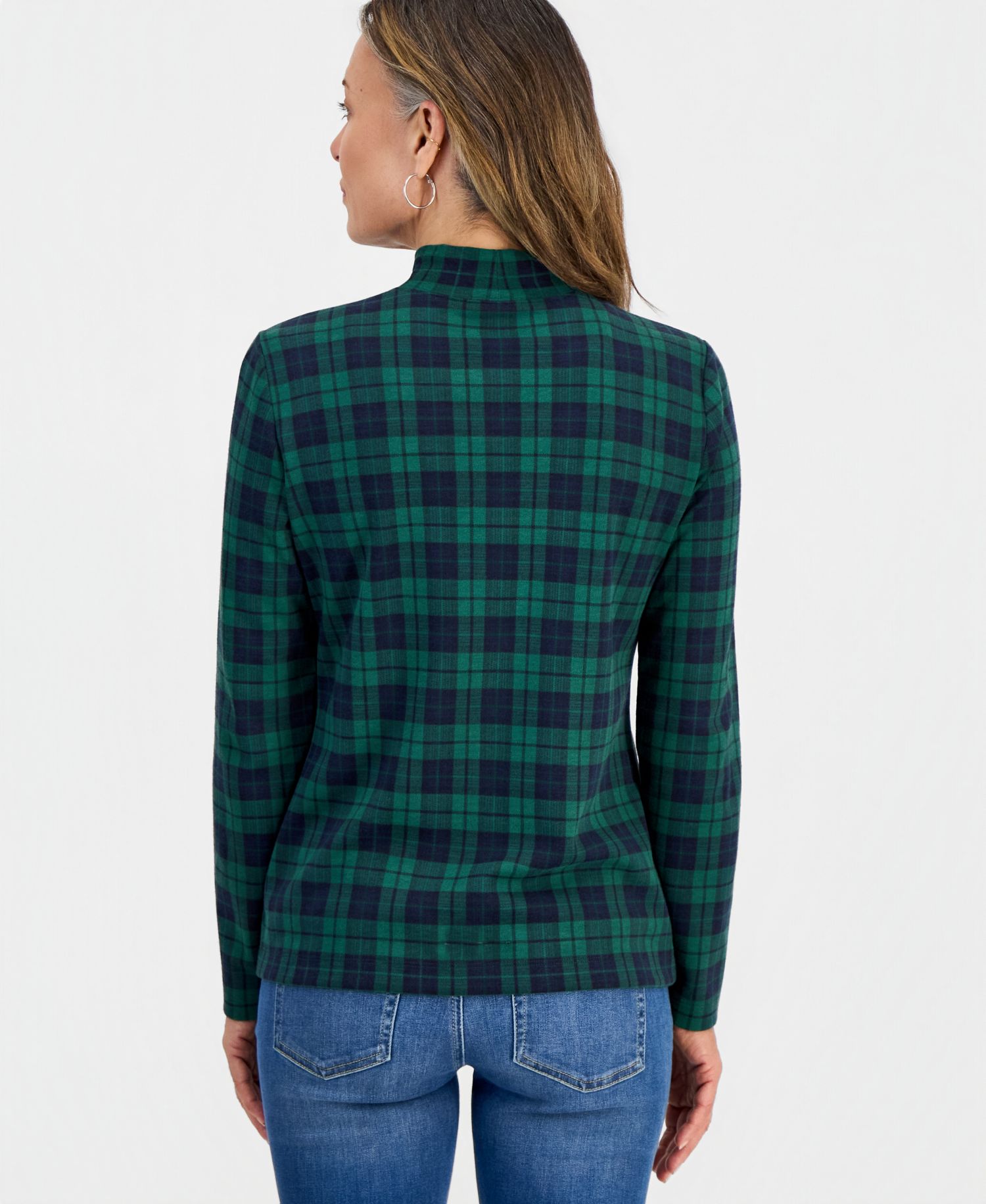 Petite Printed Mock-Neck Long-Sleeve Tee