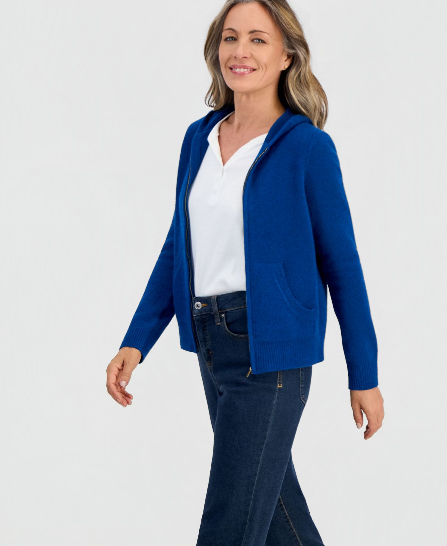 Petite Luxsoft Full-Zip Hoodie Sweater,