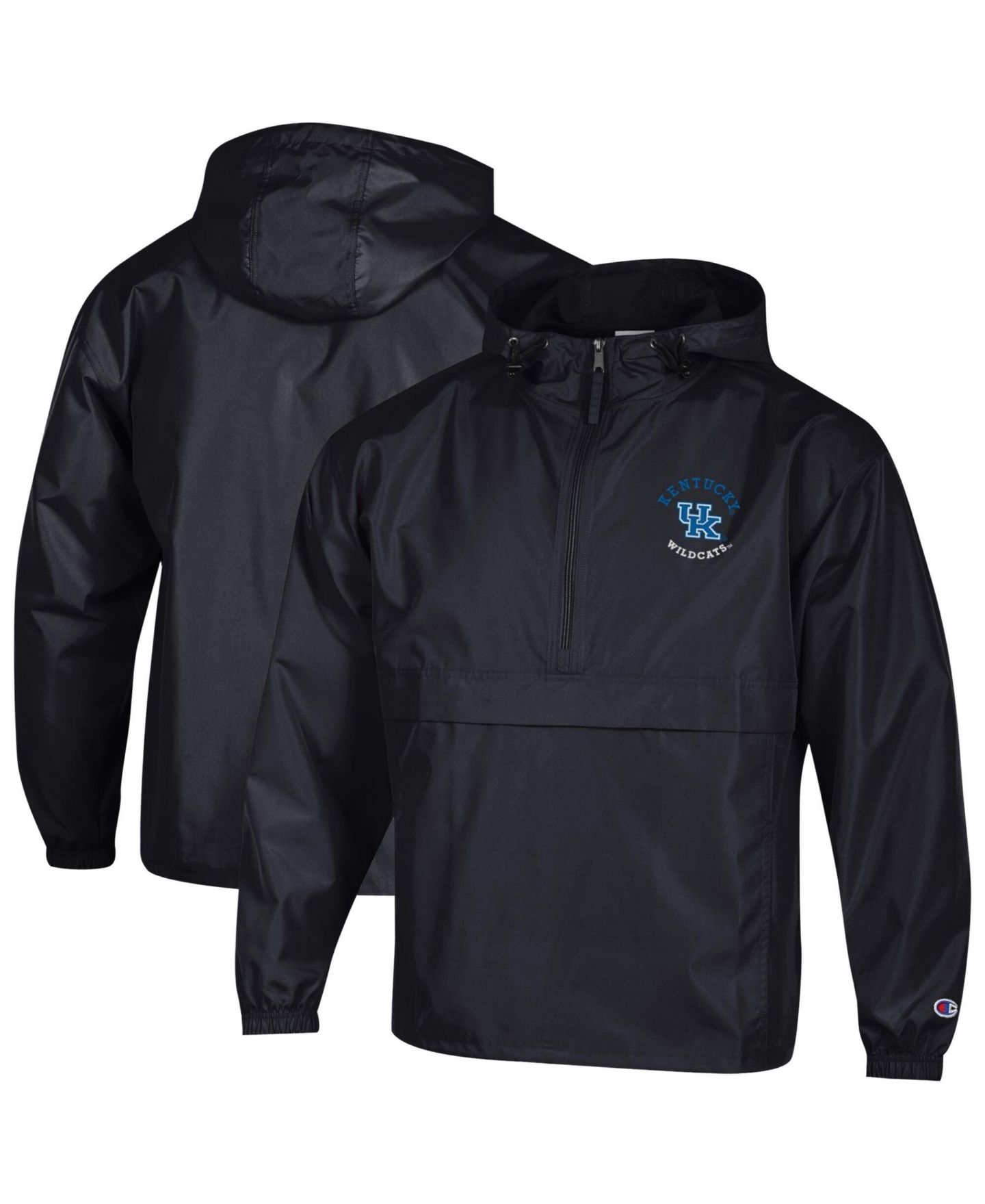 Мужская куртка Champion Black Kentucky Wildcats Packable Hooded Windbreaker Half-Zip — фото 1