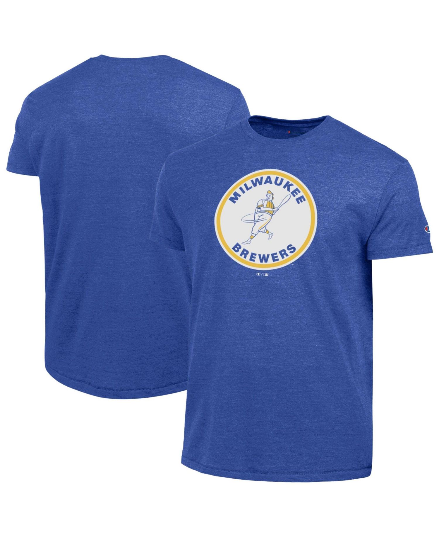 Men's Royal Milwaukee Brewers Cooperstown Logo Tri-Blend T-Shirt