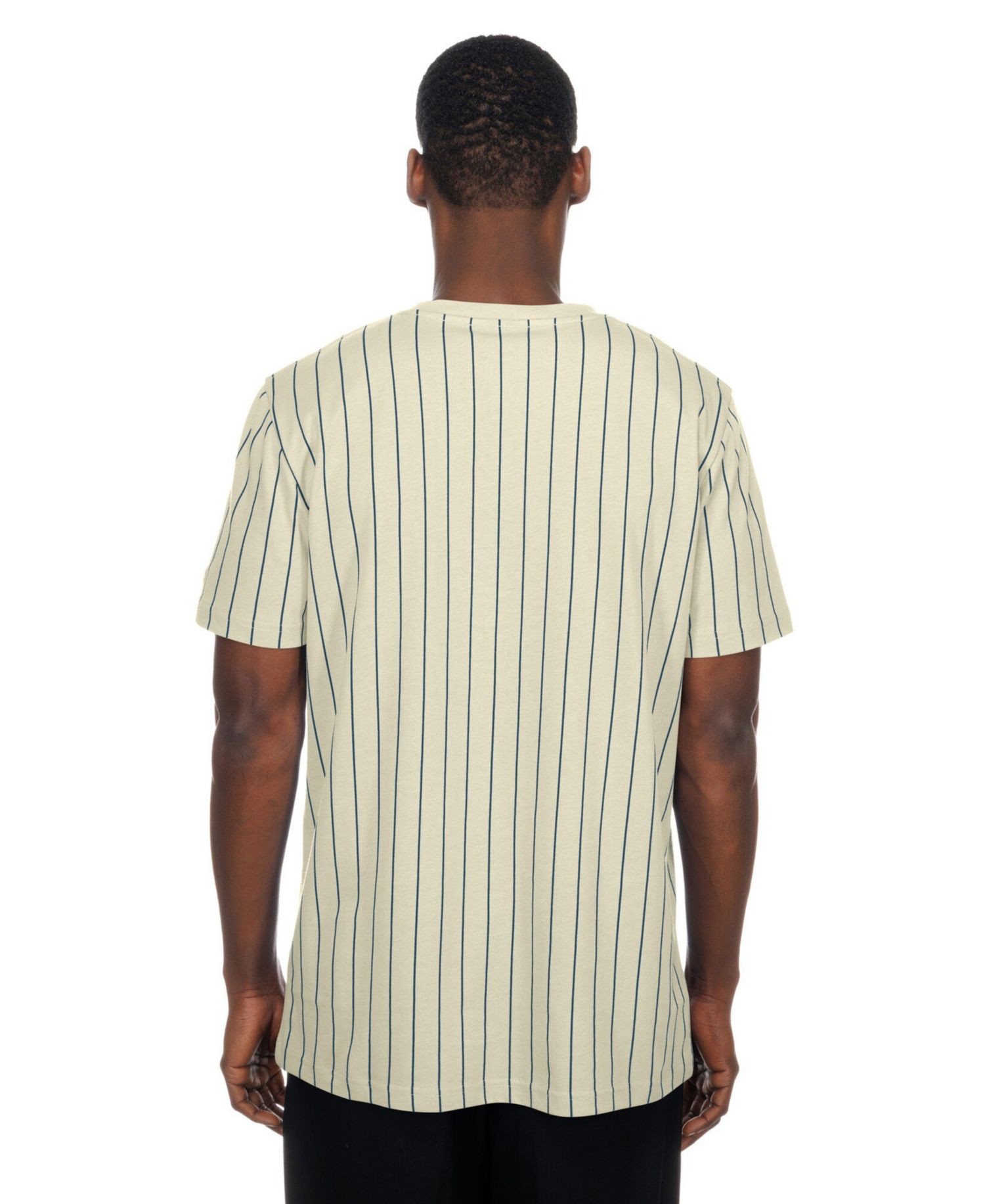 Men's Cream Mesh Back Pinstripe T-Shirt