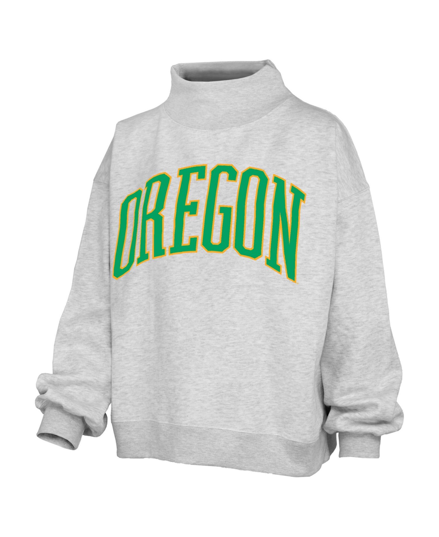 Women's Ash Oregon Ducks Oversized Nelson Mock Neck Sweatshirt