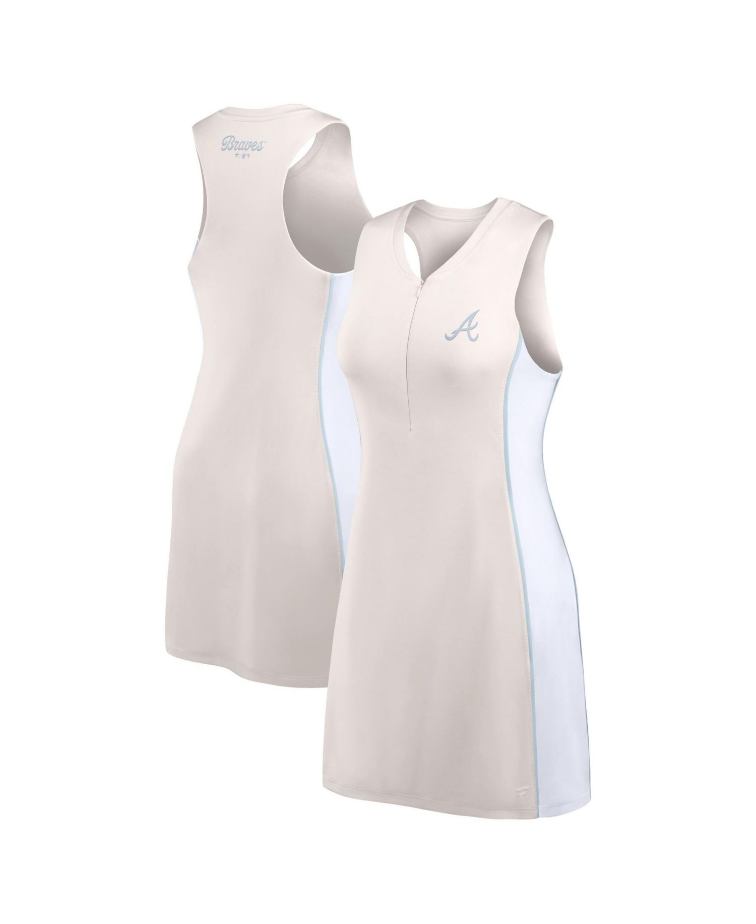 Women's Cream Atlanta Braves Studio Boost Athletic Half-Zip Dress