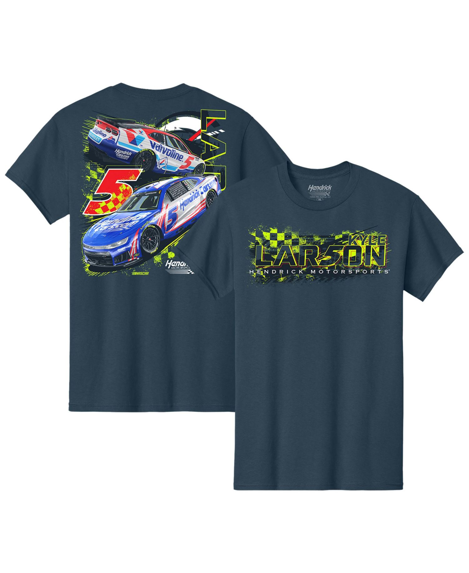 Men's Navy Kyle Larson 5 HendrickCars.com Valvoline Dual Sponsor T-Shirt
