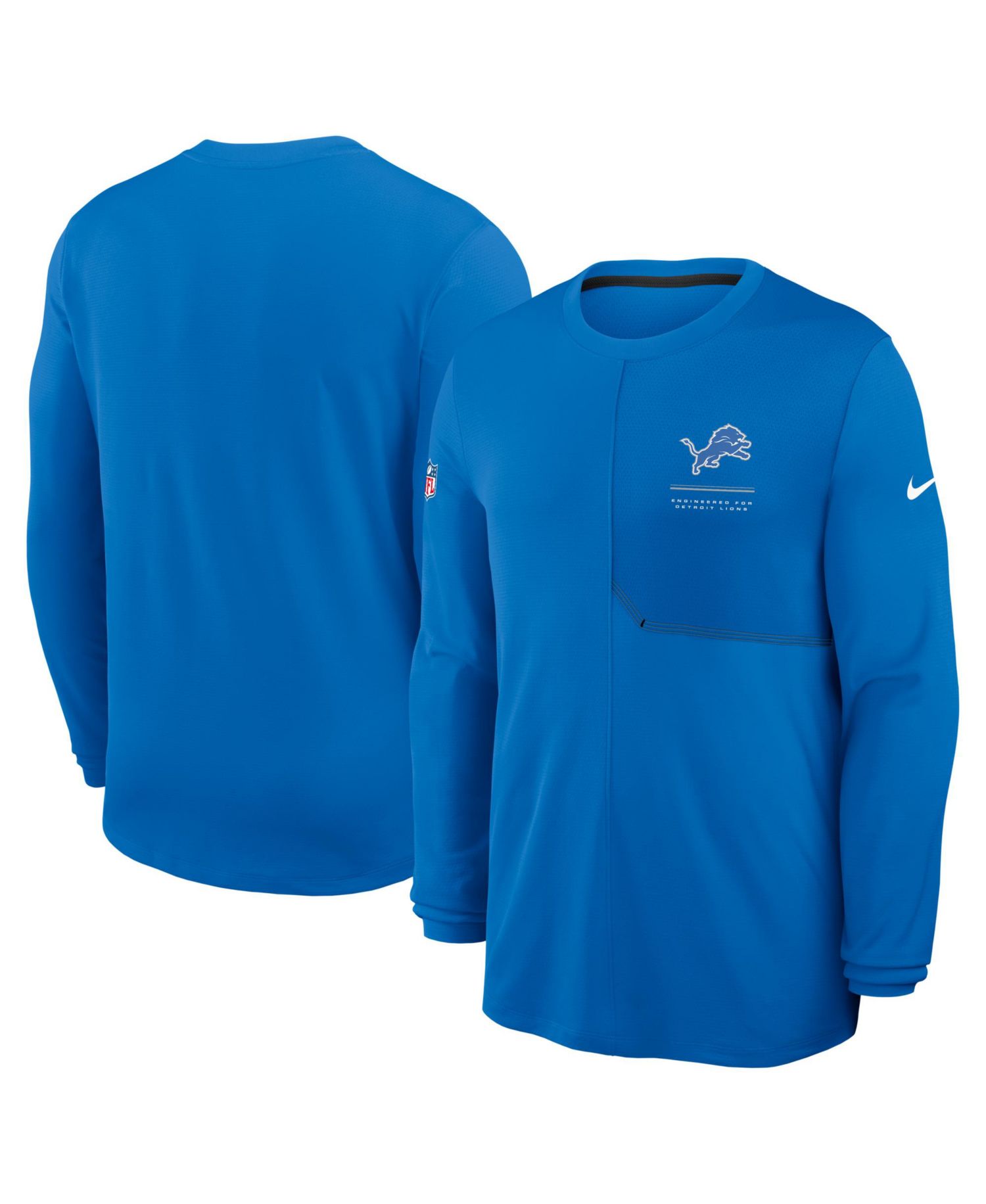 Men's Blue Detroit Lions Sideline Coaches UV Dri-FIT Long Sleeve Shirt