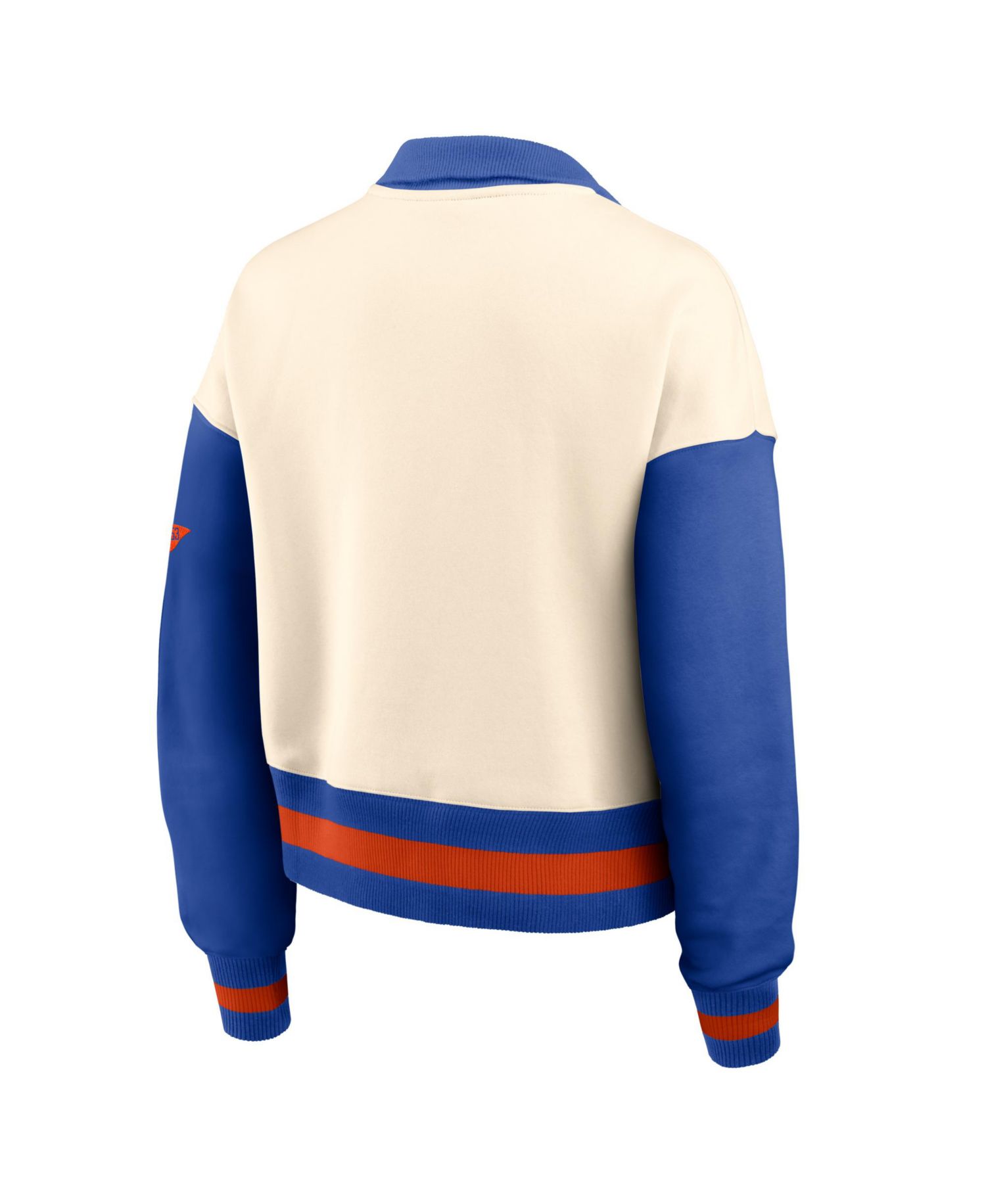 Women's Natural/Royal Florida Gators Oversized Legacy Color Block Cropped Quarter-Zip Pullover Sweatshirt