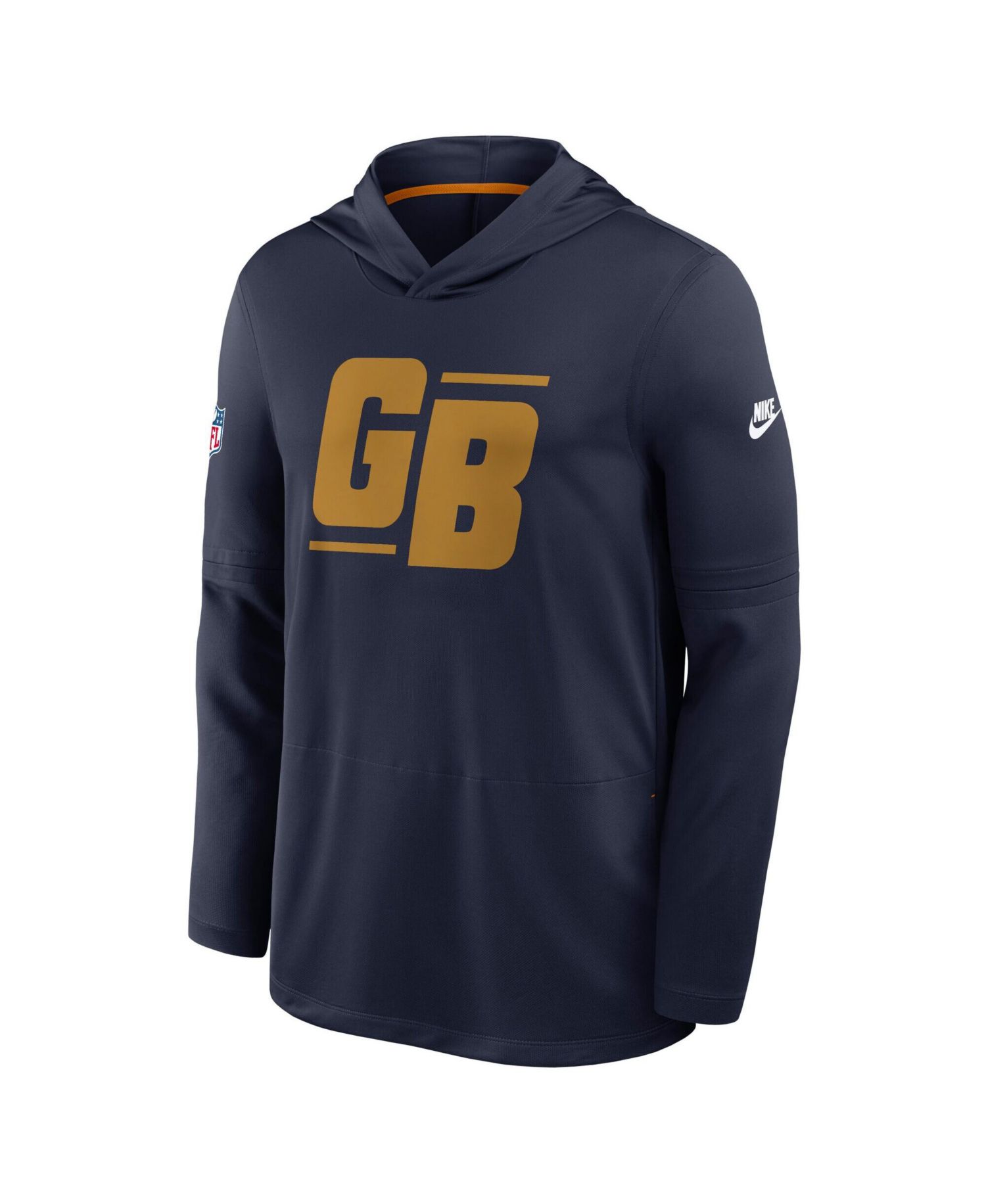 Men's Navy Green Bay Packers Big & Tall 2026 Sideline Alternate Dri-FIT Hooded Long Sleeve T-Shirt