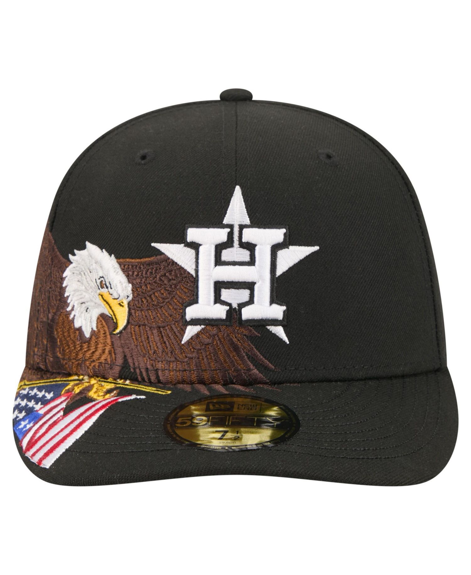 Men's Black Houston Astros Americana Bald Eagle Pre-Curved 59FIFTY Fitted Hat