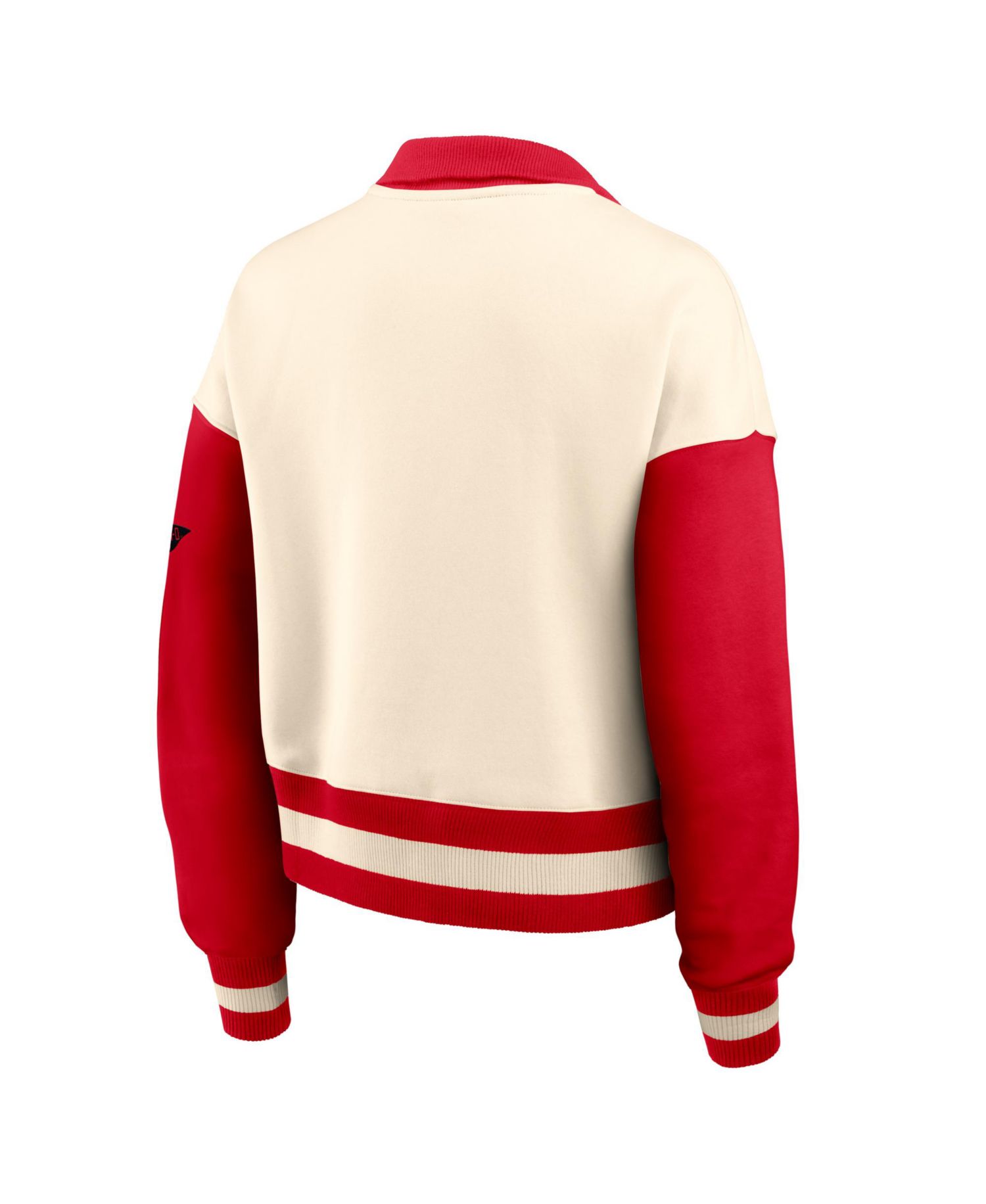 Women's Natural/Scarlet Ohio State Buckeyes Oversized Legacy Color Block Cropped Quarter-Zip Pullover Sweatshirt