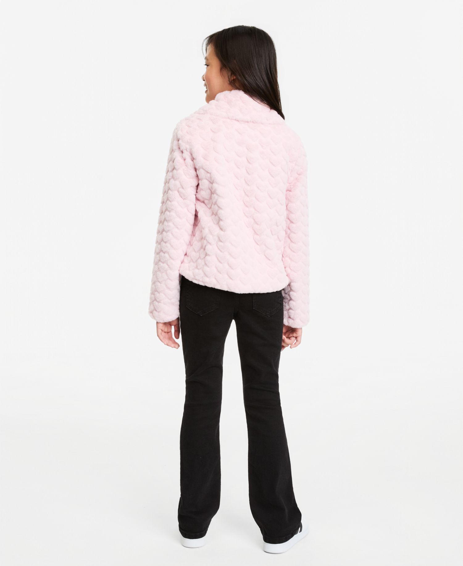 Girls' XS-XL Heart Faux-Fur Jacket