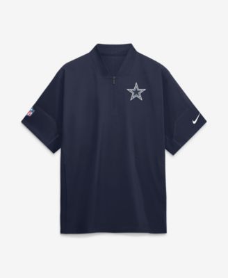 Men's Navy Dallas Cowboys Sideline Short Sleeve Quarter-Zip Coaches Jacket