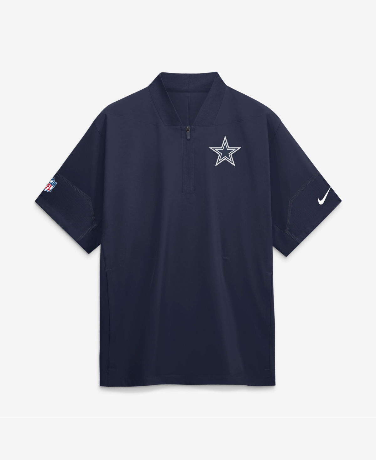 Nike Men's Navy Dallas Cowboys Sideline Short Sleeve Quarter-Zip Coaches Jacket - Navy