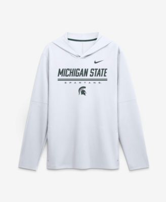 Men's White Michigan State Spartans 2026 Sideline Lightweight Long Sleeve Hooded Dri-FIT T-Shirt