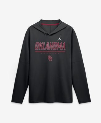 Men's Black Oklahoma Sooners 2026 Sideline Lightweight Long Sleeve Hooded Dri-FIT T-Shirt