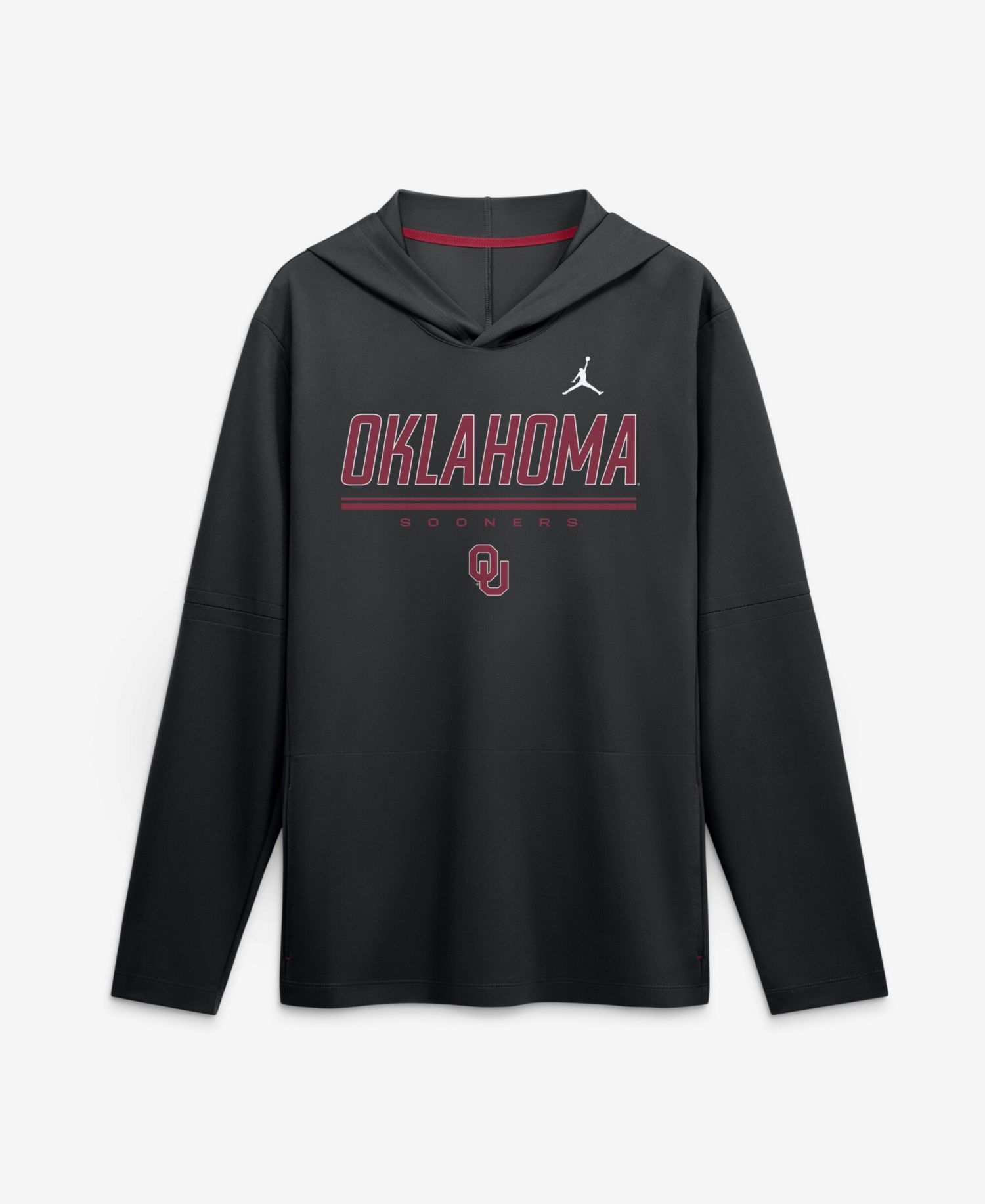 Men's Black Oklahoma Sooners 2026 Sideline Lightweight Long Sleeve Hooded Dri-FIT T-Shirt