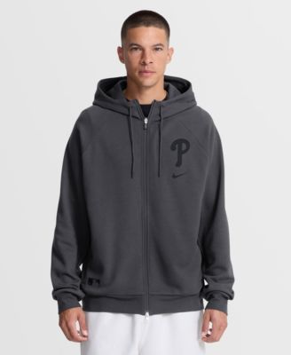 Men's Anthracite Philadelphia Phillies Authentic Collection Player Raglan Dri-FIT Full-Zip Hoodie