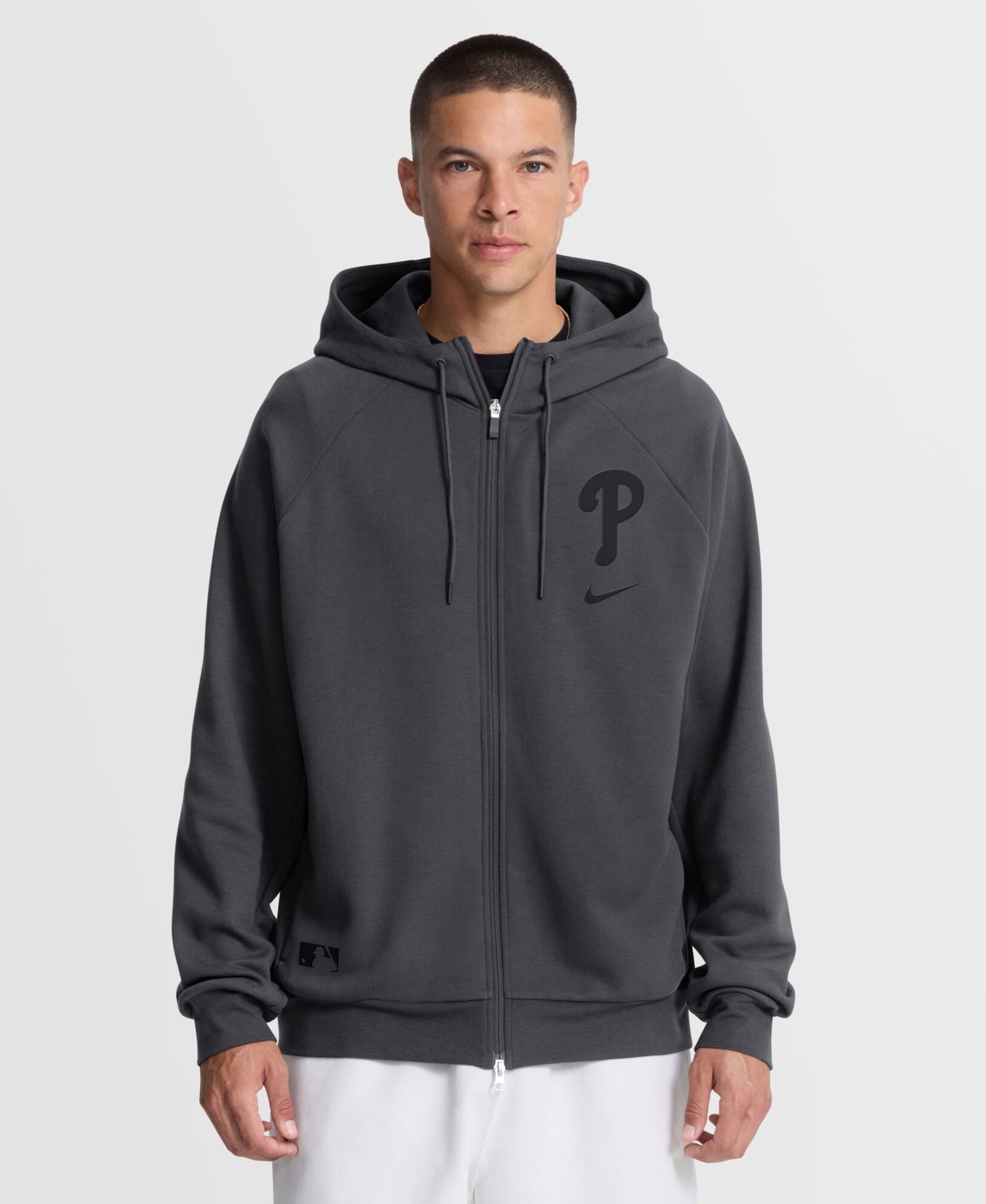 Men's Anthracite Philadelphia Phillies Authentic Collection Player Raglan Dri-FIT Full-Zip Hoodie