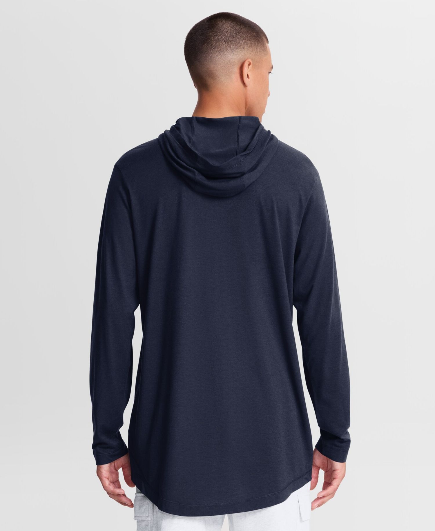 Men's Navy Michigan Wolverines Primetime Arch Tri-Blend Dri-FIT Long Sleeve Hooded T-Shirt