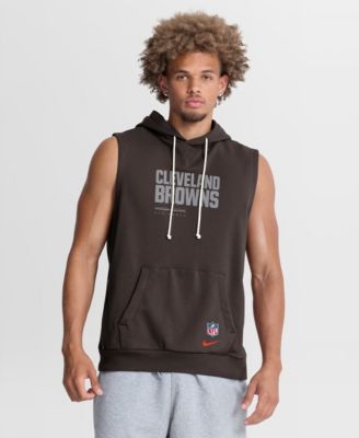 Men's Brown Cleveland Browns Sideline Standard Issue Dri-FIT Sleeveless Hoodie