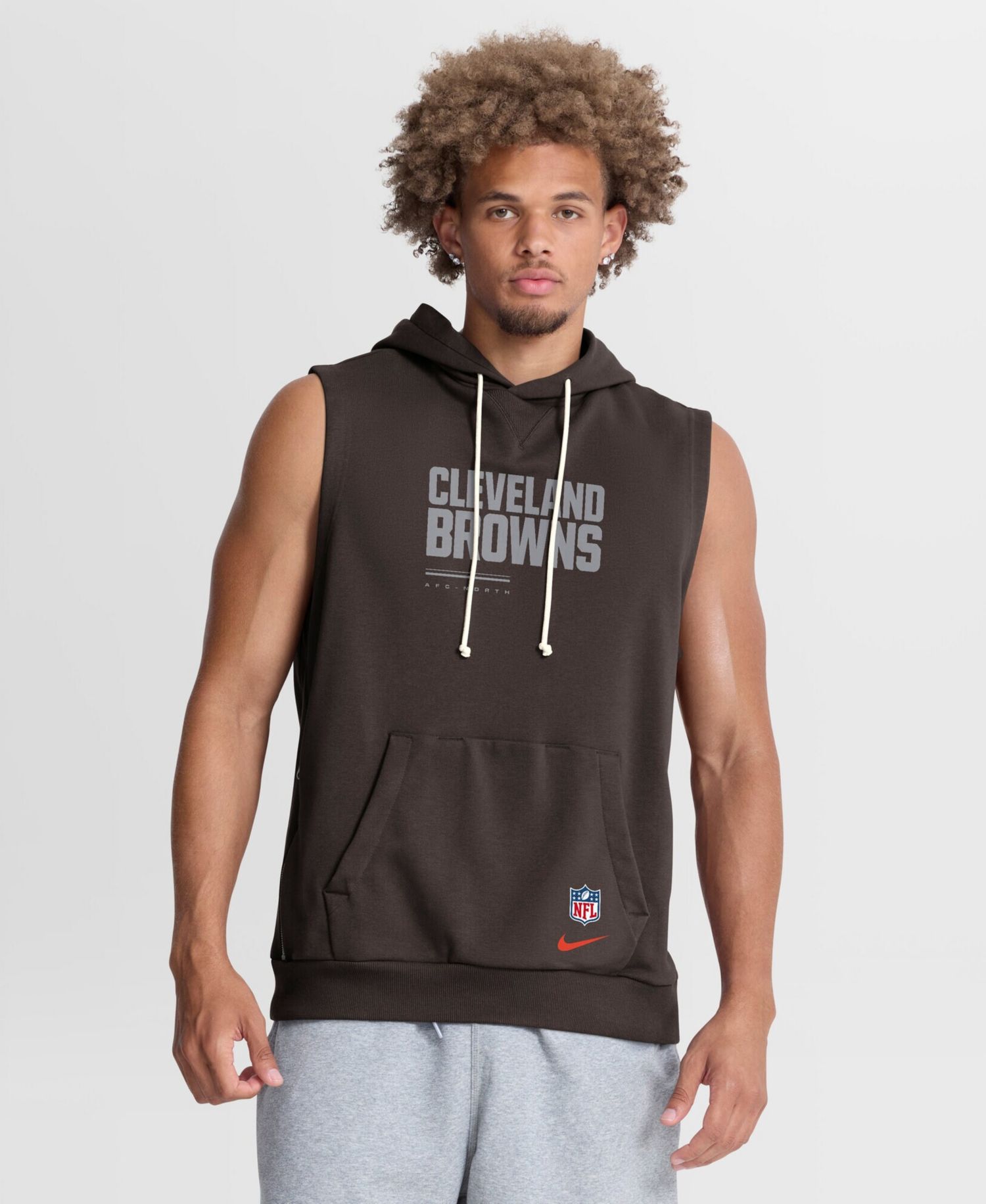 Men's Brown Cleveland Browns Sideline Standard Issue Dri-FIT Sleeveless Hoodie