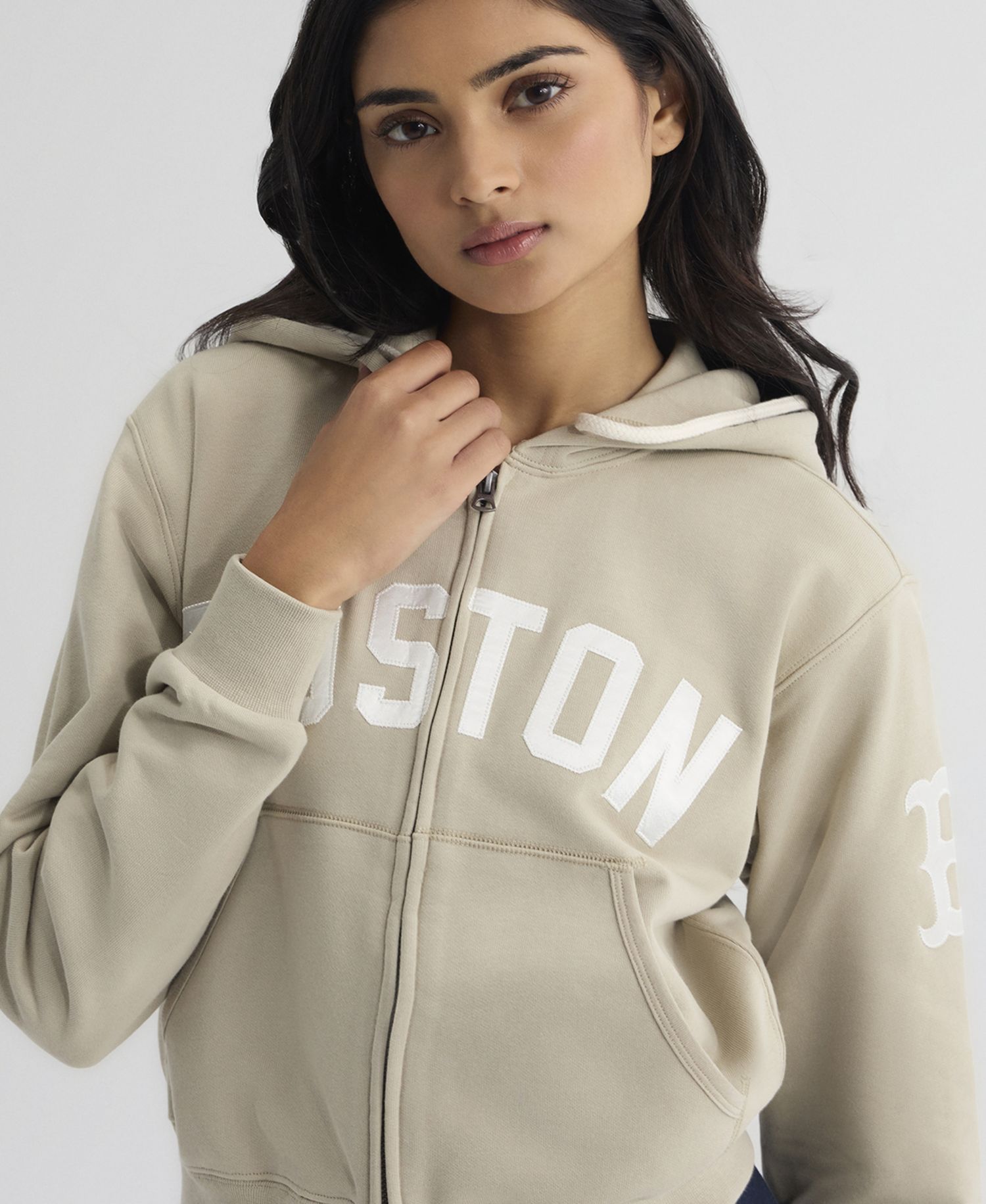 Women's Sepia Tint Boston Red Sox Iconic Terry Full-Zip Hoodie