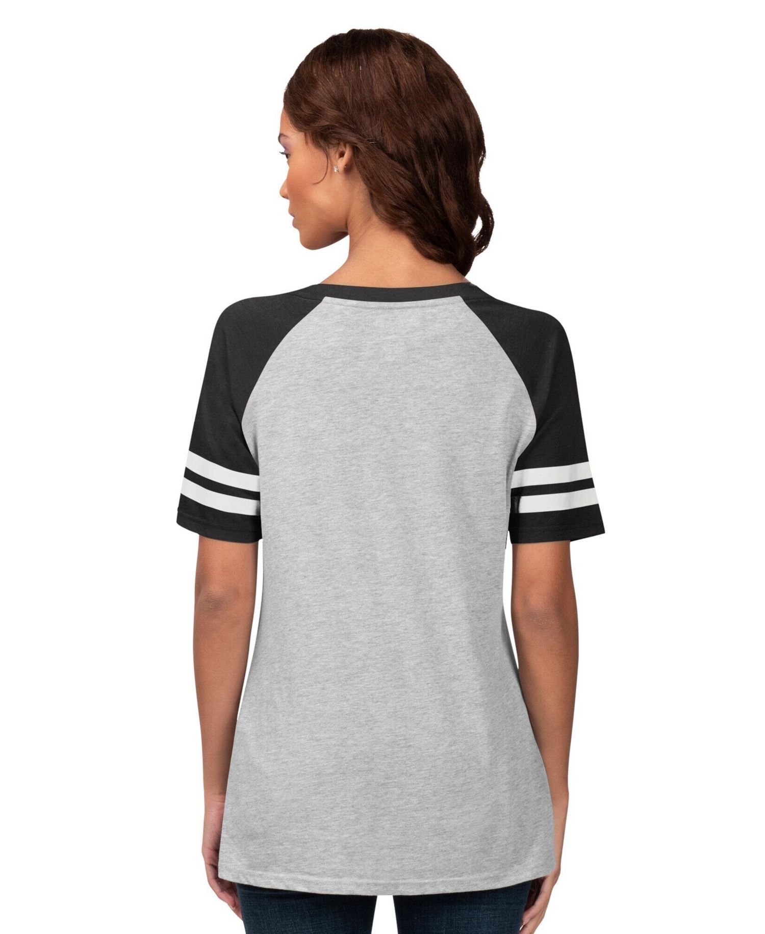 Women's Heather Gray Seattle Mariners Goal Line Raglan V-Neck T-Shirt