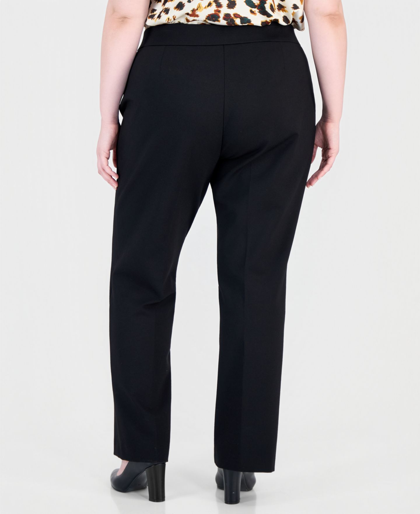Женские брюки Kasper Plus Size Pull-On Mid-Rise Compression Trousers, цвет: Чёрный — фото 4