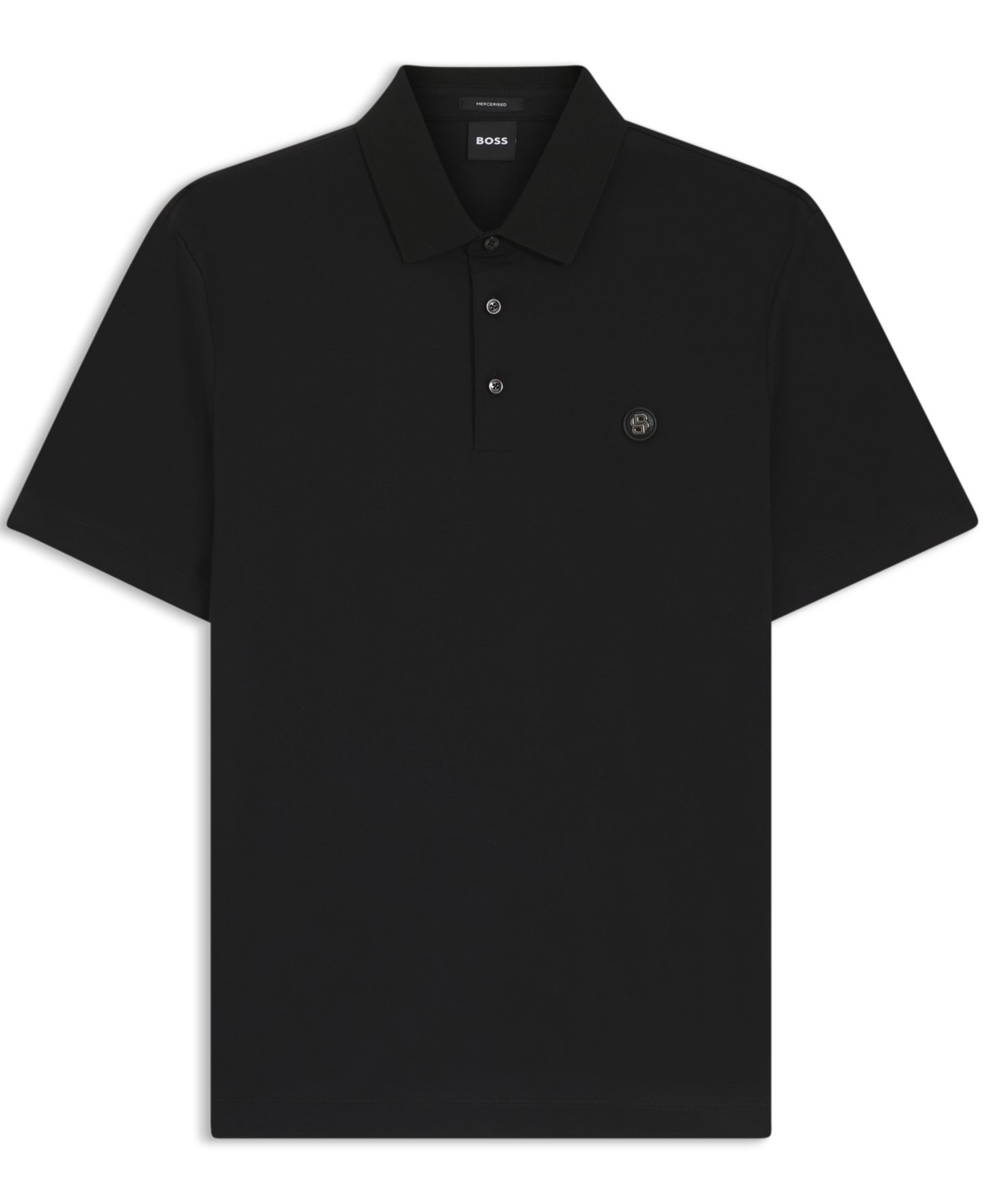 Мужское поло Hugo Boss Mercerised Cotton Monogram Regular-Fit Polo Shirt, цвет: Чёрный — фото 2