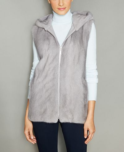 The Fur Vault Mink Fur Hooded Vest