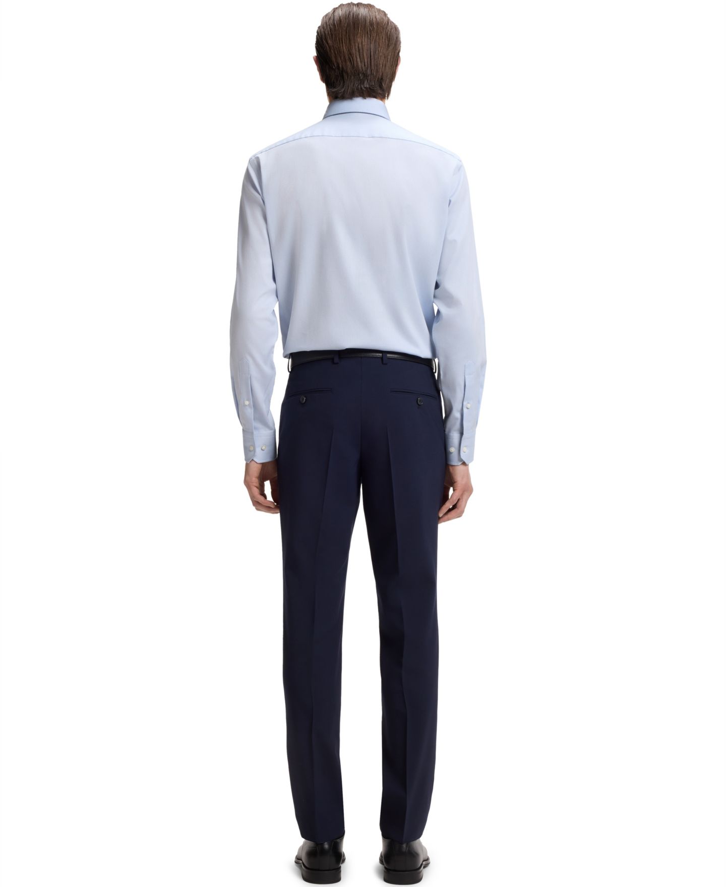 Мужская рубашка Hugo Boss Stretch-Cotton Dobby Regular-Fit Dress Shirt, цвет: Синий — фото 2
