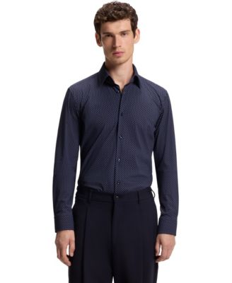 BOSS by Men's Printed Performance-Stretch Fabric Slim-Fit Dress Shirt