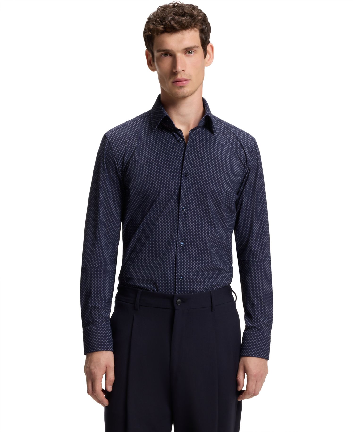 BOSS by Men's Printed Performance-Stretch Fabric Slim-Fit Dress Shirt