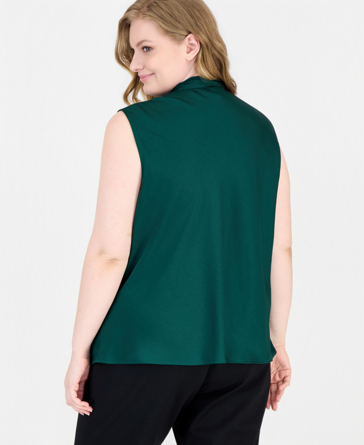 Kasper Plus Audrey Tie-Front Sleeveless Blouse