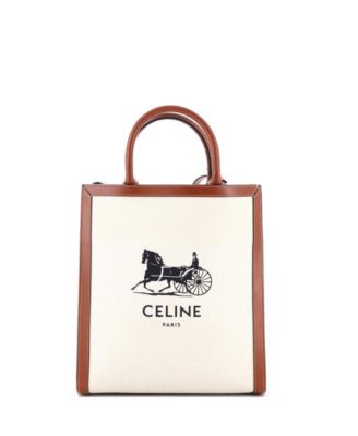 Small Sulky Vertical Cabas Tote Canvas with Leather