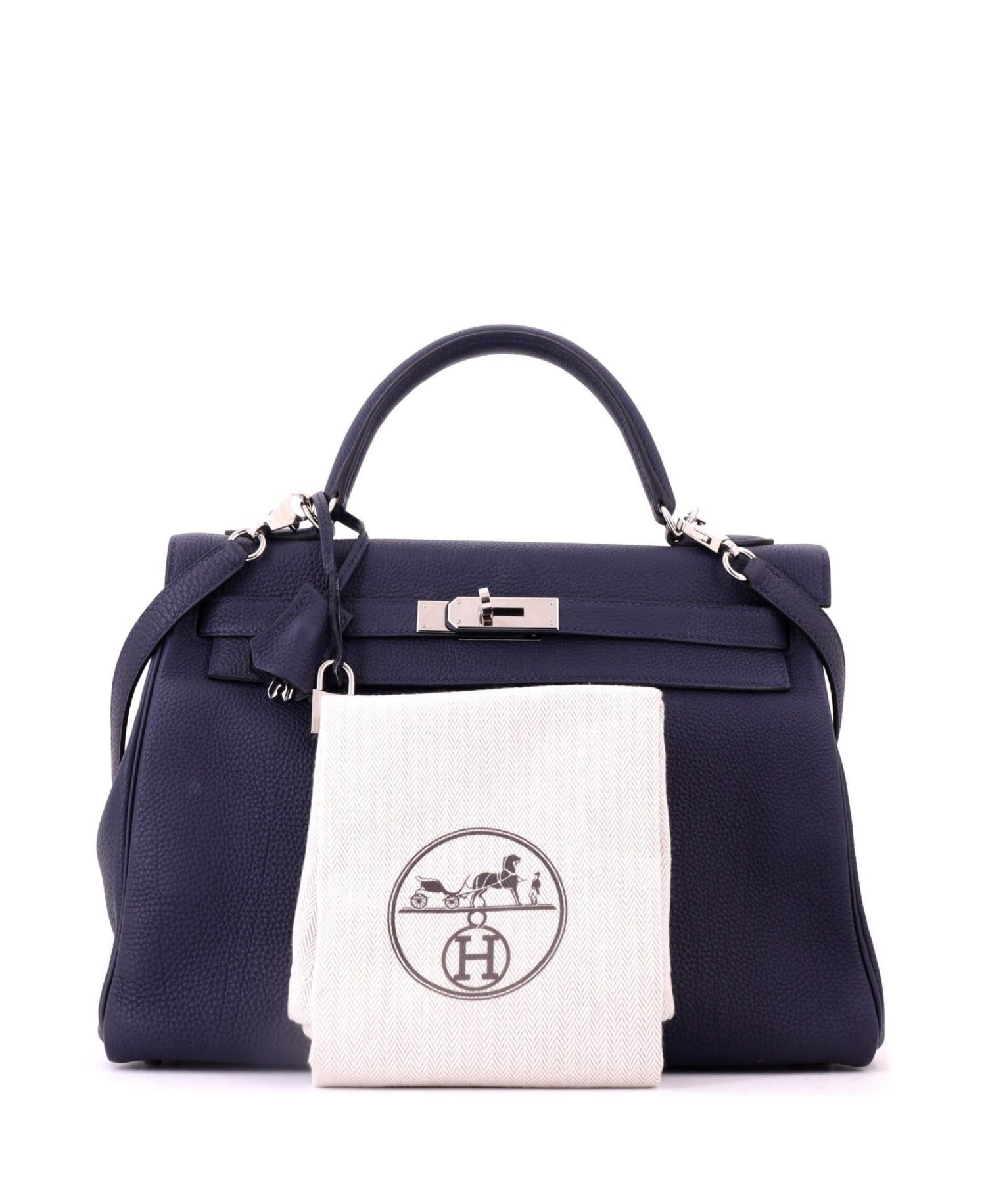 Kelly 32 Handbag Blue Togo with Palladium Hardware