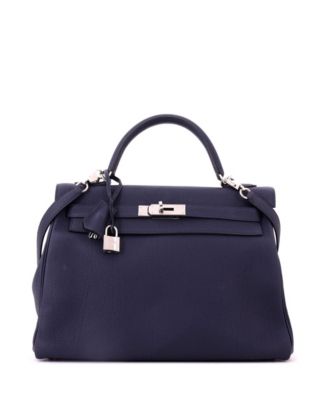 Kelly 32 Handbag Blue Togo with Palladium Hardware