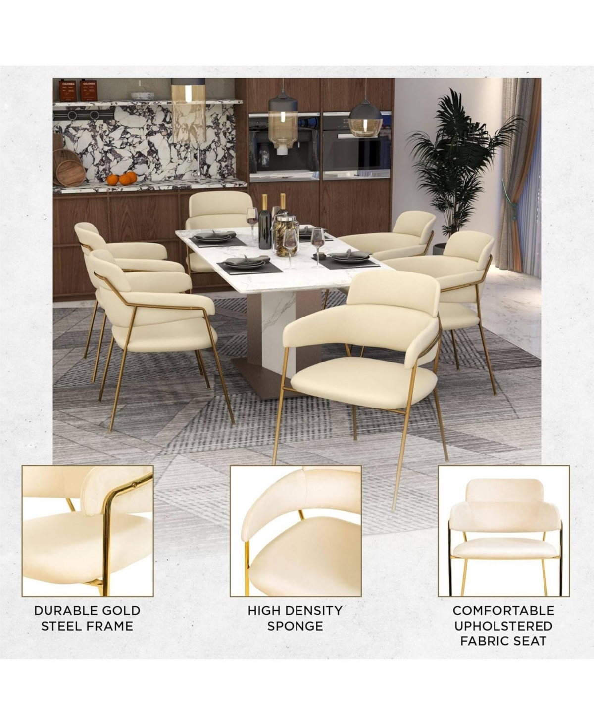 LeisureMod Axis Dining Chair, Velvet Upholstery with Stainless Steel Legs, Accent Side Chair for Modern Home, Kitchen and